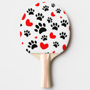 Pala De Ping Pong Impresiones Al Azar De Papas De Perro Y Corazones 