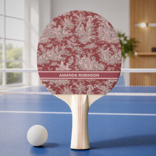 Pala De Ping Pong Impreso vintage rojo rosa toile de jouy