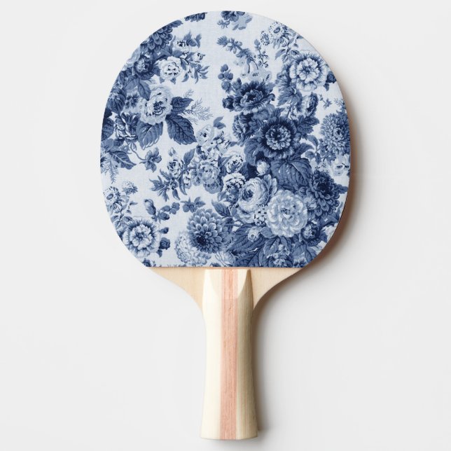 Pala De Ping Pong Indigo Blue Floral Toile No. 3 (Anverso)