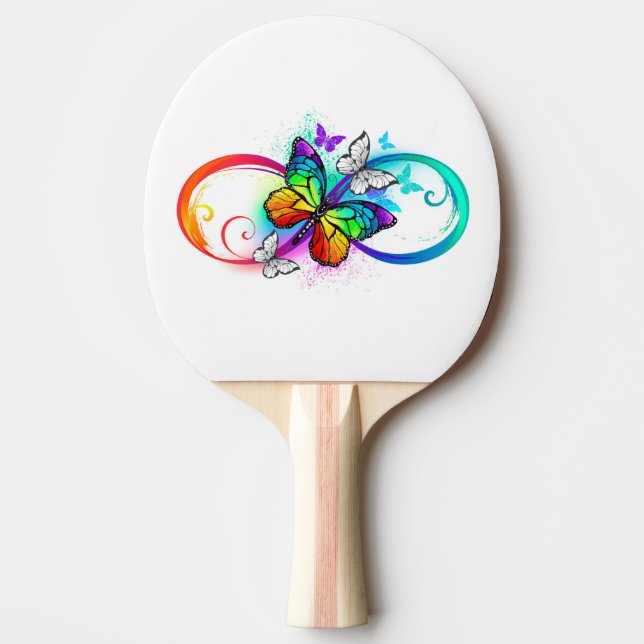 Pala De Ping Pong Infinidad brillante con la mariposa arcoiris (Anverso)