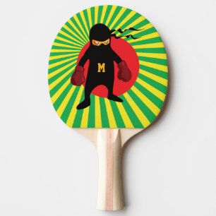 Pala De Ping Pong Inicial. Kawaii Cute Ninja para Nerd Geek.