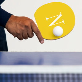 Pala De Ping Pong Inicial monograma moderno amarillo y blanco