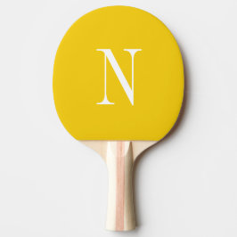 Pala De Ping Pong Inicial monograma moderno amarillo y blanco