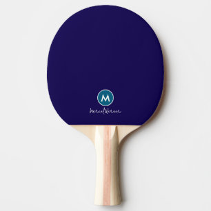 Pala De Ping Pong Inicial   Nombre y Discreto inicial azul oscuro