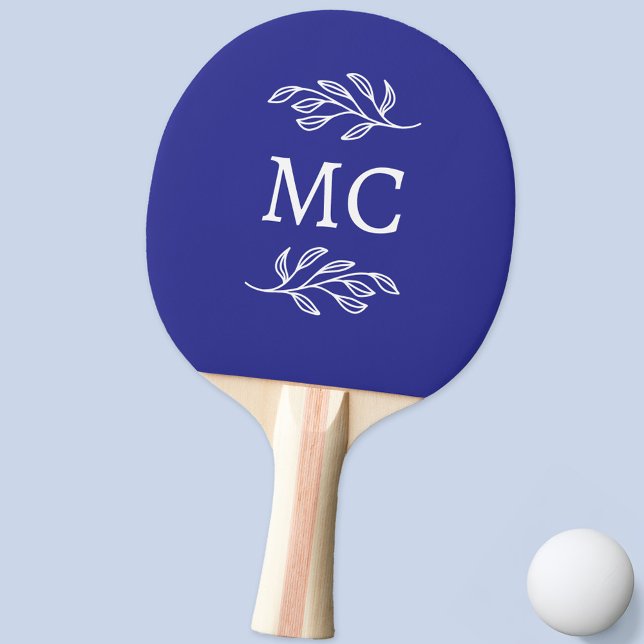 Pala De Ping Pong Iniciales de monograma personalizadas hoja botánic (Modern personalized monogram initials botanical leaf line art ping pong paddle)