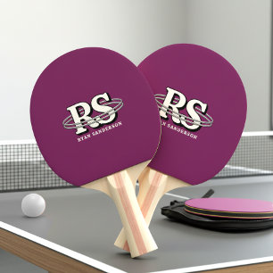 Pala De Ping Pong Iniciales Monograma Órbita Chrome en Cualquier Col