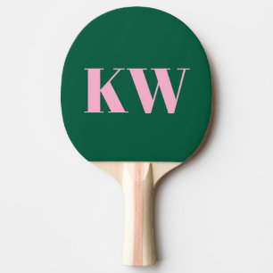 Pala De Ping Pong Iniciales Personalizadas Modernas Rosa Verde Monog
