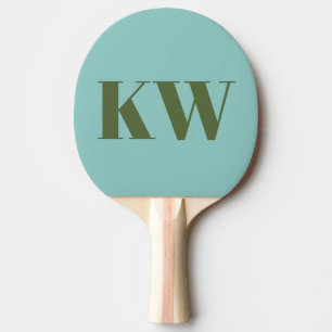 Pala De Ping Pong Iniciales Personalizadas Monograma Azul Verde Mode