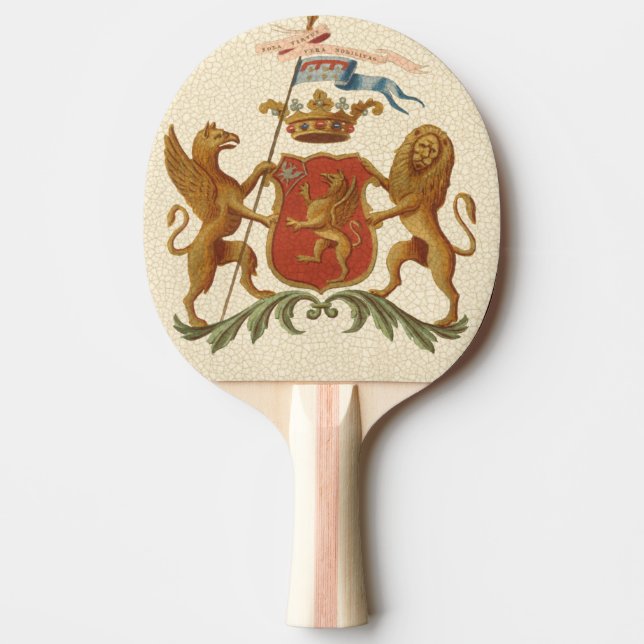 Pala De Ping Pong Insignia heráldica majestuosa con el grifo y el (Anverso)