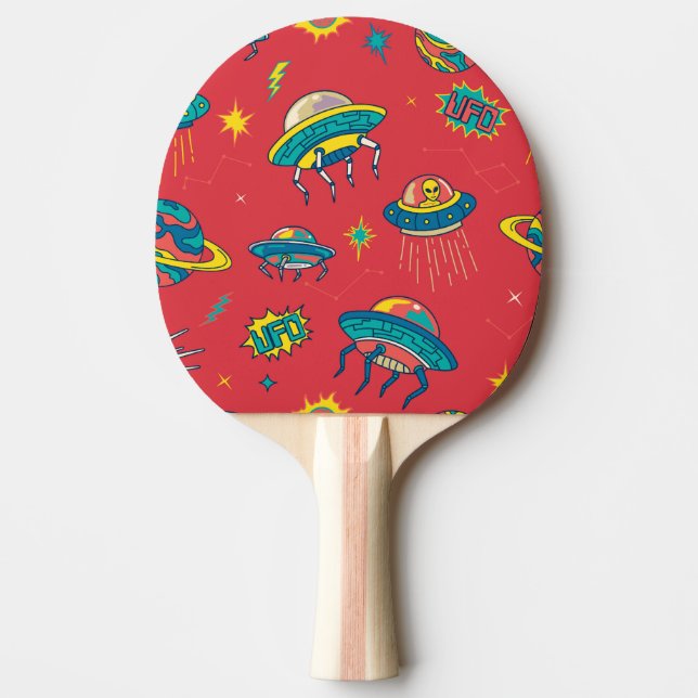 Pala De Ping Pong Invasores espaciales de OVNI retro (Anverso)