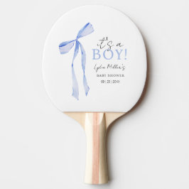 Pala De Ping Pong Invitación a Baby Shower de Blue Bow, Boy Baby Sho