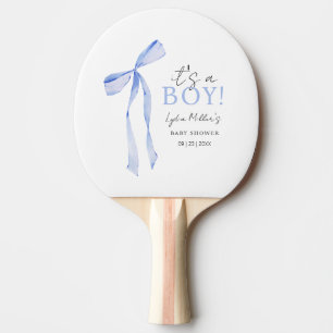 Pala De Ping Pong Invitación de Baby Shower con Lazo Azul, Baby Show
