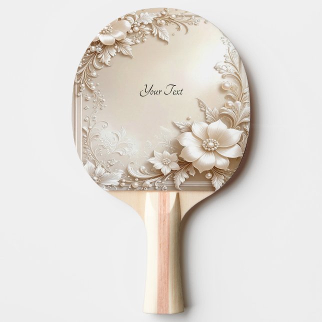 Pala De Ping Pong Ivory Flowers Ping Pong Paddle (Anverso)