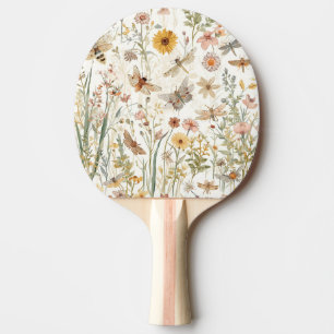 Pala De Ping Pong Jardín de flores silvestres mariposas botánicas fl