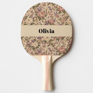 Pala De Ping Pong Jardín de rosas botánicas vintage y patrón de mari