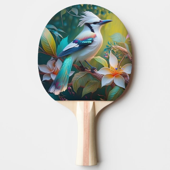 Pala De Ping Pong Jay Crested Verde azulada Winged (Anverso)