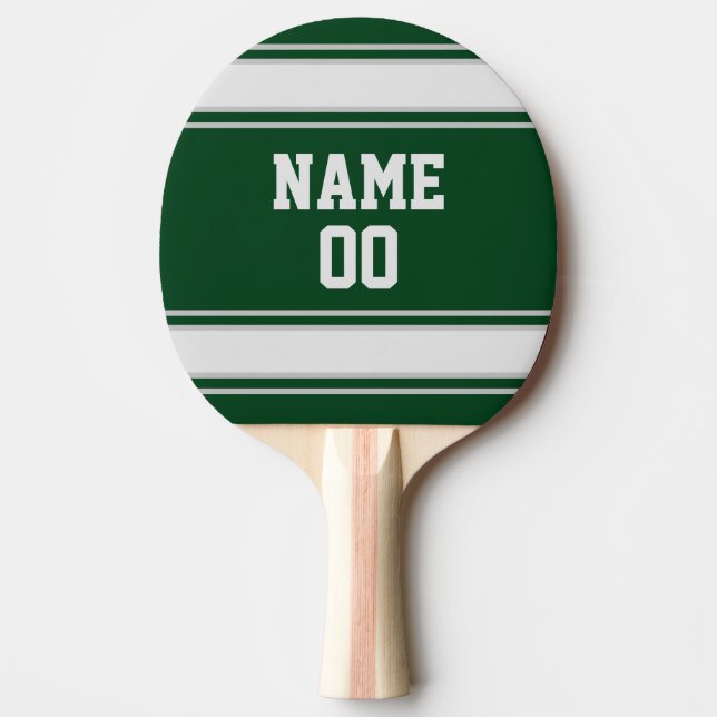 Pala De Ping Pong Jersey Dark Green y Gray Personalizado (Anverso)