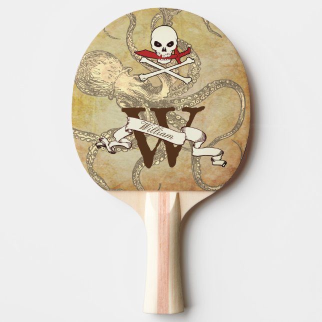 Pala De Ping Pong Jolly Roger Monogram Ping Pong Paddle inicial (Anverso)