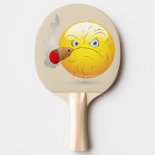 Pala De Ping Pong Juego con cara feliz enojada en amarillo personali
