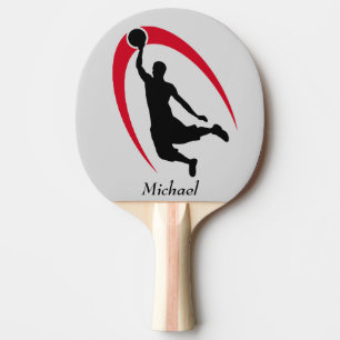 Pala De Ping Pong Jugador de baloncesto rojo negro personalizado