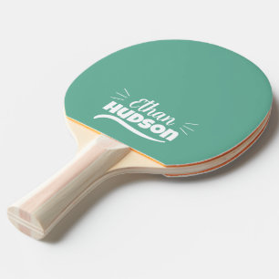 Pala De Ping Pong Jugador de Tenis de Mesa - Nombre Blanco sobre Azu