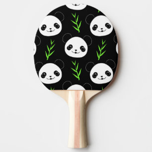 Pala De Ping Pong Kawaii Panda Pattern Bambú en verde blanco negro