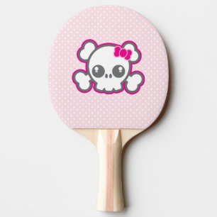 Pala De Ping Pong Kawaii Pong Paddle de cráneo de cinta rosada