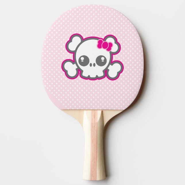 Pala De Ping Pong Kawaii Pong Paddle de cráneo de cinta rosada (Reverso)