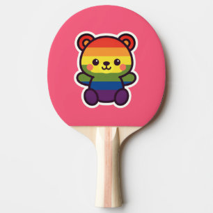 Pala De Ping Pong Kawaii Rainbow Teddy - Una elegante fiesta del org