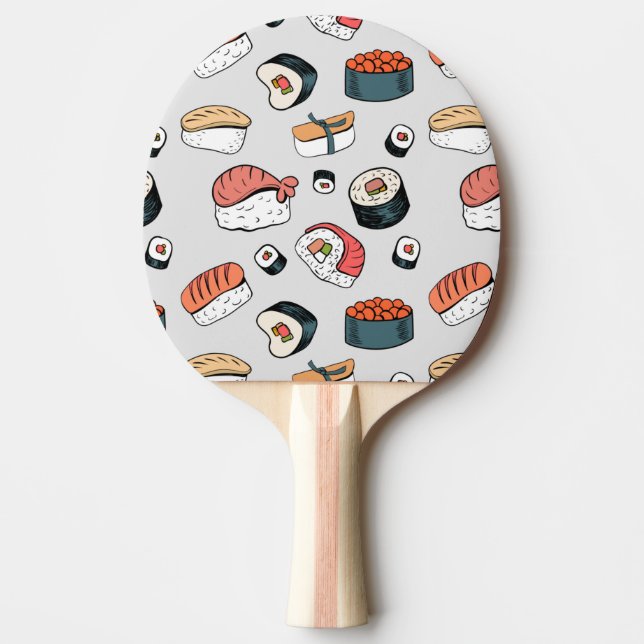 Pala De Ping Pong Kawaii Sushi Rolls Patrón Espectro (Anverso)
