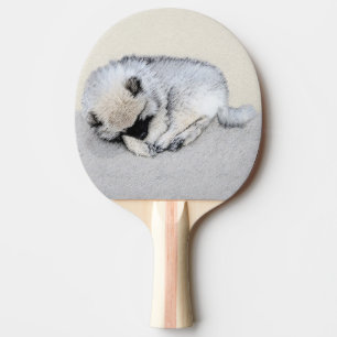 Pala De Ping Pong Keeshond Sleeping Pinting Pintura Original De Perr