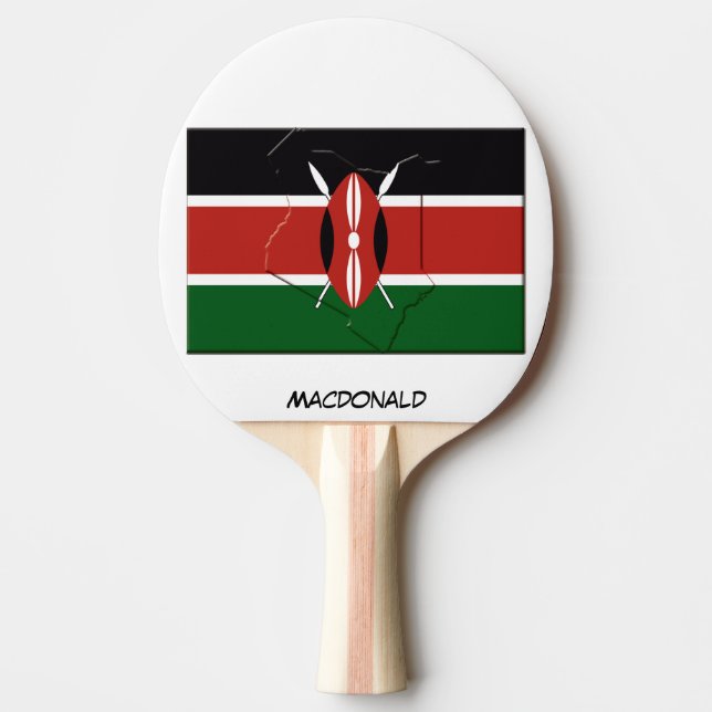Pala De Ping Pong KENYA FLAG & MAP personalizado (Anverso)