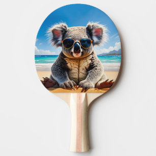 Pala De Ping Pong Koala en una playa de arena Feliz Navidad
