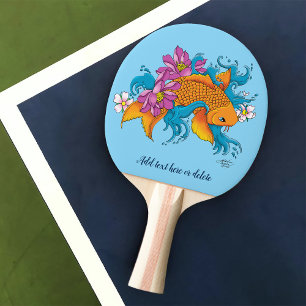 Pala De Ping Pong Koi Fish Lotus Cherry Blossoms