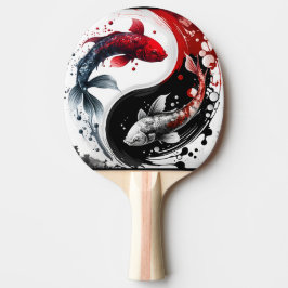 Pala De Ping Pong Koi Fish Taiji Círculo Arte Japonés Negro Y Blanco