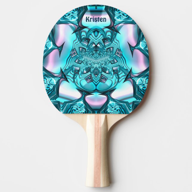 Pala De Ping Pong KRISTEN ~ MARSHMALLOWS ~ Pink Blue Fractal ~ (Anverso)