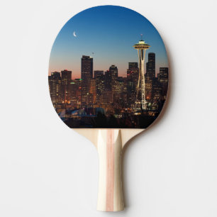 Pala De Ping Pong La bandera americana vuela entre la luna de