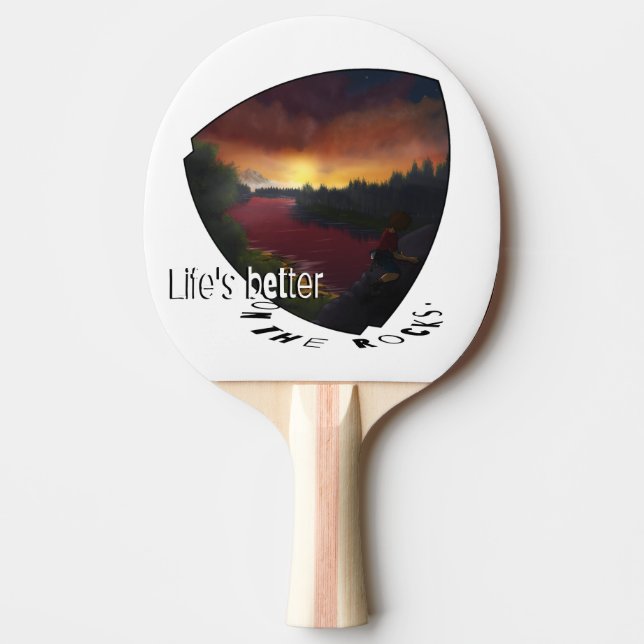 Pala De Ping Pong La vida es mejor en las rocas. (Anverso)