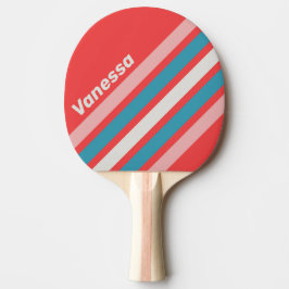 Pala De Ping Pong Labial Vintage con Franjas en Ángulo con Nombre