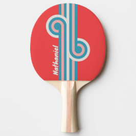 Pala De Ping Pong Labial Vintage Estampado de Raya con Nombre