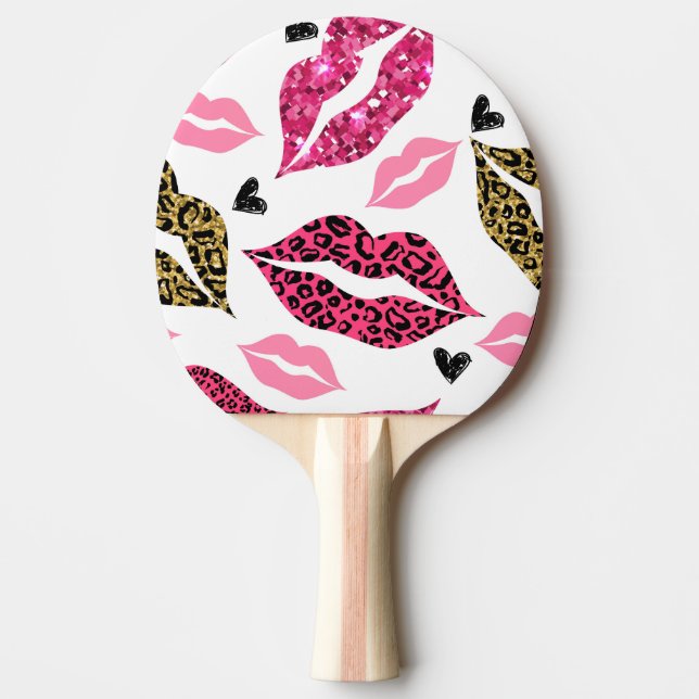 Pala De Ping Pong Labios brillantes: Patrón de moda Leopard (Anverso)