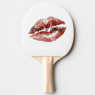 Pala De Ping Pong Labios Rojos Cremosos Besos Coqueto