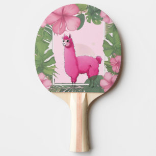 Pala De Ping Pong Lama sonriente rosa feliz