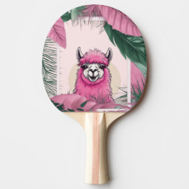 Pala De Ping Pong Lama sonriente rosa feliz
