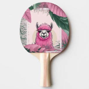 Pala De Ping Pong Lama sonriente rosa feliz