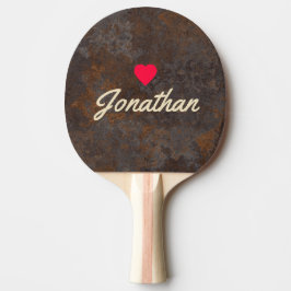 Pala De Ping Pong Lámina de Metal Oxidada Corazón Vintage Firma