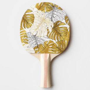 Pala De Ping Pong Las hojas de Monstera: Blanco dorado