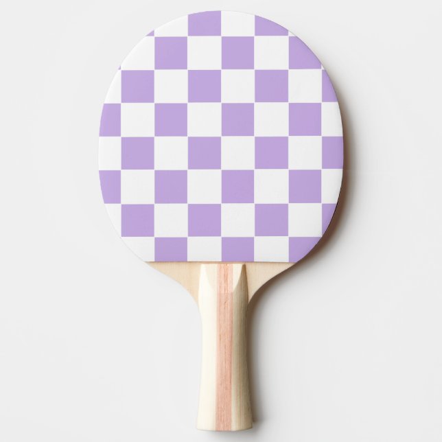 Pala De Ping Pong Lavanda a cuadros y blanco (Anverso)