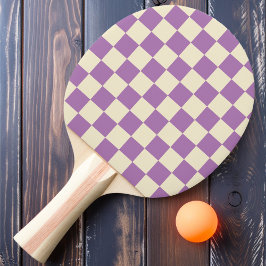 Pala De Ping Pong Lavanda y crema a cuadros