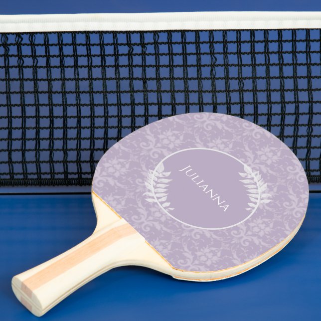 Pala De Ping Pong Lavender Elegant Damask Ping Pong Paddle (in situ)